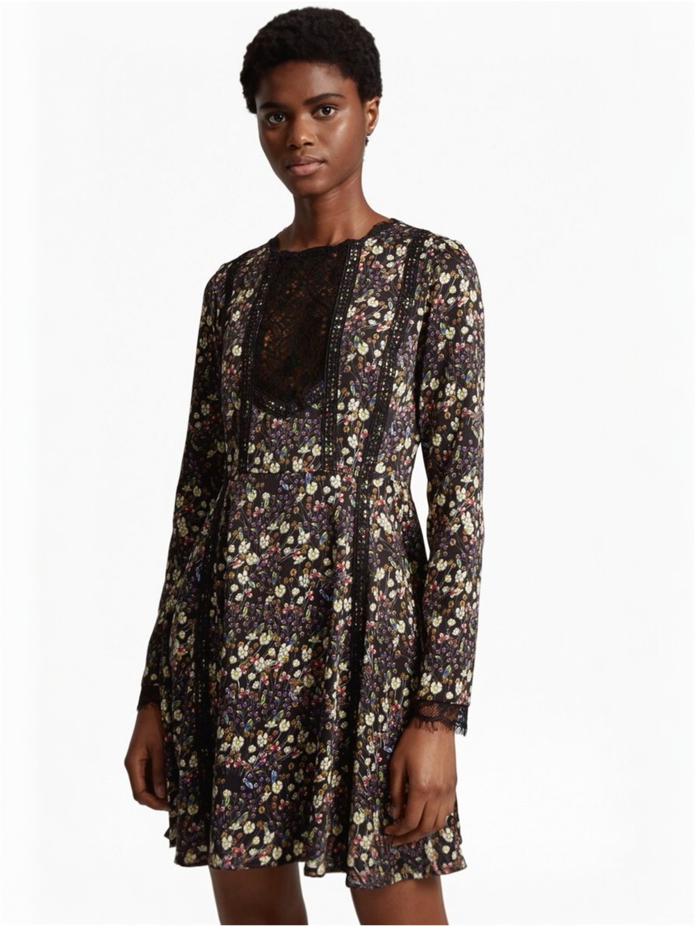 $198 French Connection Floral Laced Midi Dress Size 4 Women’s